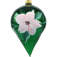 Bombka choinkowa szklana: Zielona łezka z kwiatami