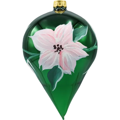 Bombka choinkowa szklana: Zielona łezka z kwiatami na Arena.pl