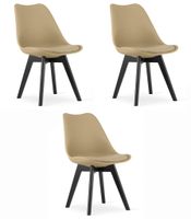 Krzesło ciemny beż skandynawskie MARK czarne nogi 3 szt. loft kuchnia