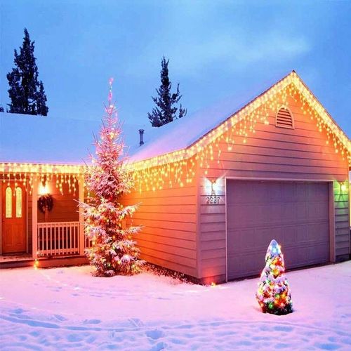 DŁUGIE SOPLE ZEWNĘTRZNE 200LED LAMPKI LED KURTYNA ŚWIETLNA BIAŁY CIEPŁY 9M. na Arena.pl