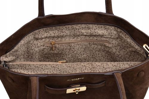 FLORA&CO torebka damska MIEJSKA na ramię ZAMSZ A4 CZEKOLADA na Arena.pl