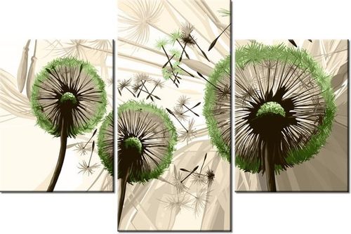 60 90CM OBRAZ 3 ELEM DMUCHAWCE ZIELENI ŚCIENNY DRUK PŁÓTNO na Arena.pl