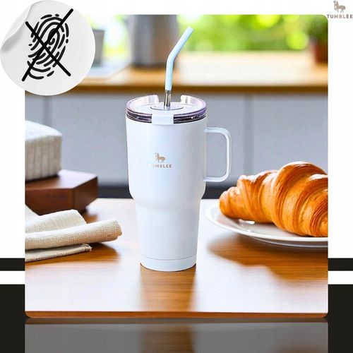 Kubek Termiczny z WYGODNYM Uchwytem i STALOWĄ Słomką TEMPERATURA DO na Arena.pl