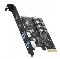 KARTA ROZSZEŻEŃ ADAPTER PCI PCIe 4 porty USB 3.0 2xUSB C 2xUSB A