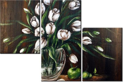 60 90CM OBRAZ 3 ELEM TULIPANY ŚCIENNY DRUK PŁÓTNO na Arena.pl