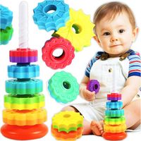 UKŁADANKA DLA DZIECI PIRAMIDA WIEŻA DUŻA ZAKRECONA TĘCZOWA KOLOROWA KLOCKI