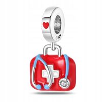 Zawieszka SREBRO 925 Koralik Charms Apteczka Lekarska i Stetoskop