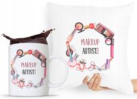 Zestaw Poduszka + Kubek Kosmetyczki Makijażystki Z Nadrukiem Ze Zdjęciem