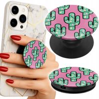 Uchwyt do telefonu Popsocket na palce/stojak KAKTUSY, KAKTUS NA RÓŻOWYM TLE