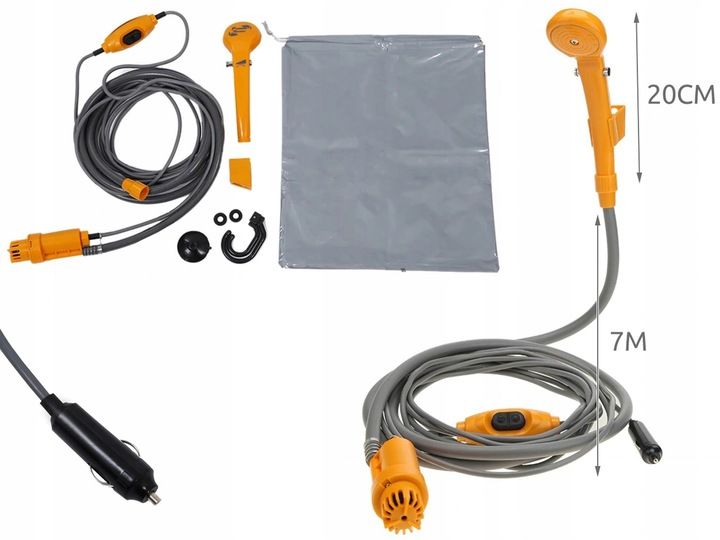 MEGA ZESTAW PRYSZNIC NATRYSK OGRODOWY POD NAMIOT CAMPING 12V zdjęcie 3