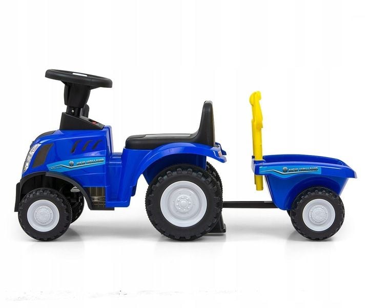 Jeździk New Holland T7 traktor z przyczepką grabki łopatka niebieski blue zdjęcie 6