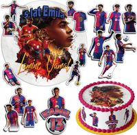 ZESTAW OPŁATEK NA TORT 30CM +17 POSTACI - LAMINE YAMAL + IMIĘ 24CM 26CM