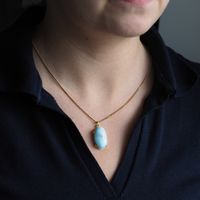 Zawieszka - larimar owalny 23x13mm w srebrze złoconym