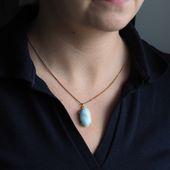 Zawieszka - larimar owalny 23x13mm w srebrze złoconym