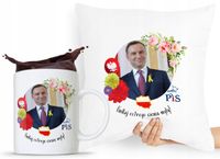 Zestaw Poduszka + Kubek Prezent Andrzej Duda Pis Z Nadrukiem Ze Zdjęciem