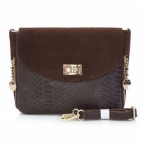 VERA PELLE torebka damska zamszowa listonoszka z paskiem V290 c.brązowa