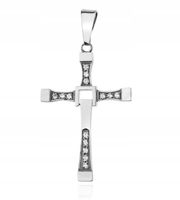 SREBRNY KRZYŻ TORETTO VIN DIESEL Z CYRKONIAMI 925