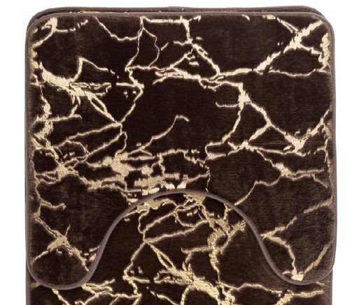 Dywaniki łazienkowe kpl. 2 el. brązowy stylowy złoty wzór miękkie puszyste na Arena.pl