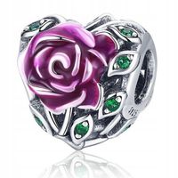 Zawieszka SREBRO 925 Charms Koralik Serce i Róża