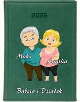 KALENDARZ A5 2026 DZIENNY NADRUK prezent na dzień babci dziadka twój napis