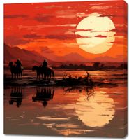 Obraz 90x100cm Zachód Słońca na Prerii