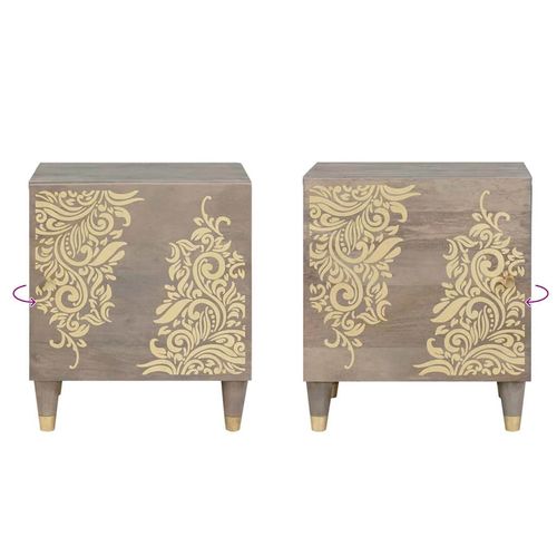 Szafka Nocna Szary 40 x 33 x 46 cm lite drewno mango na Arena.pl