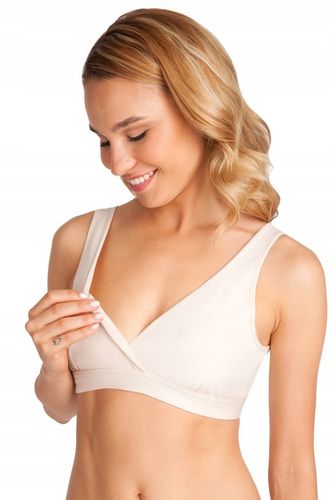 STANIK DO KARMIENIA BEZSZWOWY BEŻOWY BAWEŁNA BIUSTONOSZ CIĄŻOWY MIĘKKI na Arena.pl