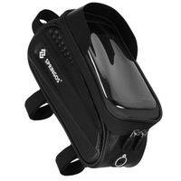 Sakwa rowerowa na ramę z pokrowcem na telefon, torba rowerowa wodoodporna, czarna