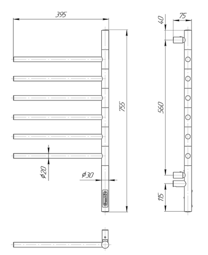 ELNA Grzejnik łazienkowy elektryczny Wertykal 6 Gold RUCHOME PRZĘSŁA na Arena.pl