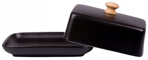 NOWOCZESNA MASELNICZKA MASELNICA POJEMNIK NA MASŁO Z POKRYWKĄ CZARNA+BAMBUS na Arena.pl