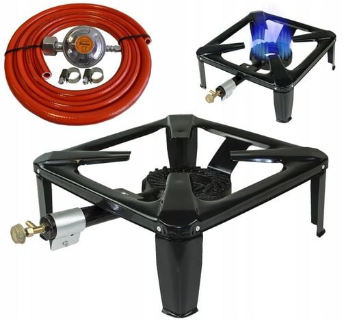 ŻELIWNY TABORET GAZOWY PALNIK ZESTAW REDUKTOR WĄŻ SOLIDNY TRWAŁY na Arena.pl