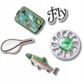 Crocs Przypinki Ozdoby Piny Charms Jibbitz Fly Fishing 5 Pack