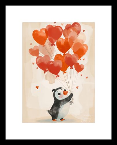 Plakat 13x18cm Pingwinek z Balonami na Arena.pl