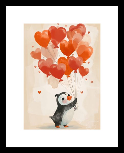 Plakat 13x18cm Pingwinek z Balonami zdjęcie 3