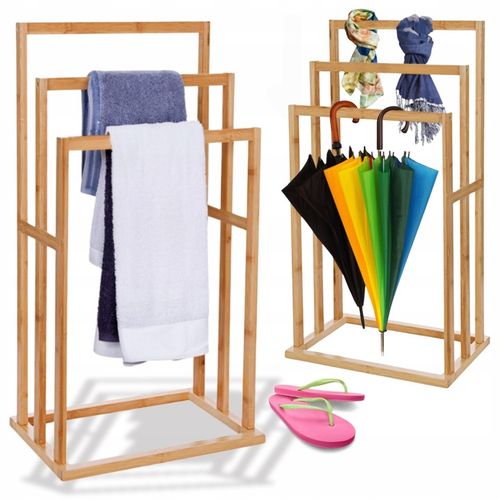 Stojak wieszak łazienkowy drewniany bambus regał drabinka półka uniwersalny na Arena.pl