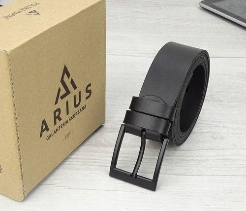 Pasek skórzany męski Modny czarny skóra naturalna do spodni garniturowych na Arena.pl