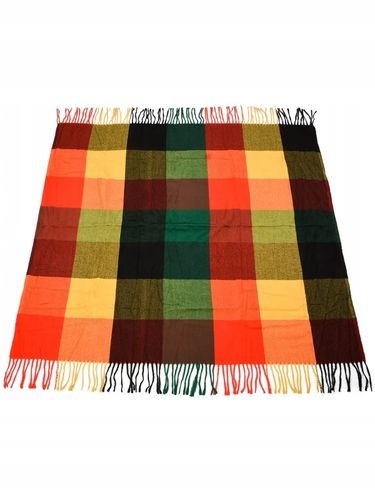 Versoli - miękka i ciepła chusta z frędzlami krata czerwony zielony 12# HIT na Arena.pl