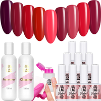 9x AlleLac Lakier Hybrydowy 6g Reds ZESTAW + Cleaner + Remover + Dozownik