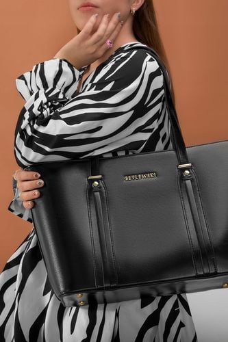 BETLEWSKI duża torebka Damska do ręki i ramię czarna pojemna suwak a4 na Arena.pl