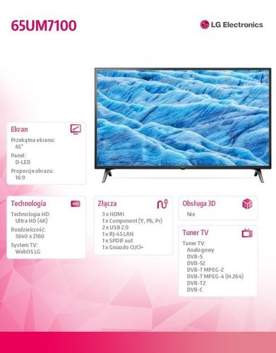 Telewizor 4K 65 65UM7100 na Arena.pl