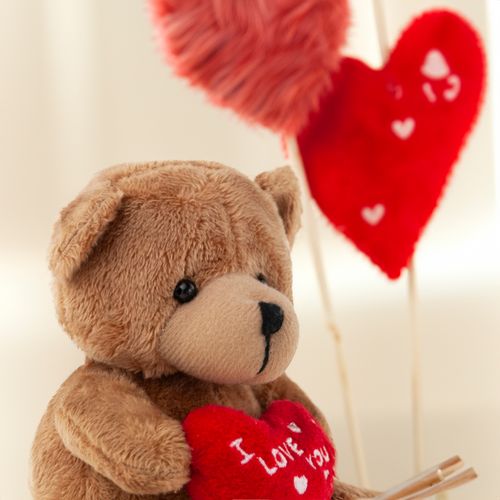 BRĄZOWY MIŚ DLA DZIEWCZYNY DZIECKA SERCE I LOVE YOU PLUSZAK PREZENT na Arena.pl