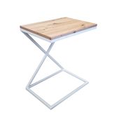 Stolik pomocniczy X LOFT boczny dąb craft podstawa biała