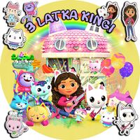 OPŁATEK NA TORT 20CM - KOCI DOMEK GABI GABBY + IMIĘ + ! 15CM 18CM