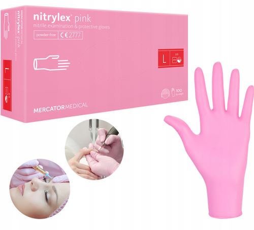 Rękawice Nitrylowe 100 szt. 9-L Nitrylex Pink na Arena.pl
