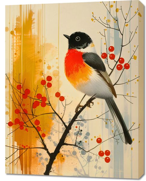 Obraz 70x90cm Jesienny Rudzik zdjęcie 1