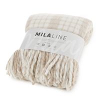 Koc na fotel moherowy z frędzlami 130X170 beżowy