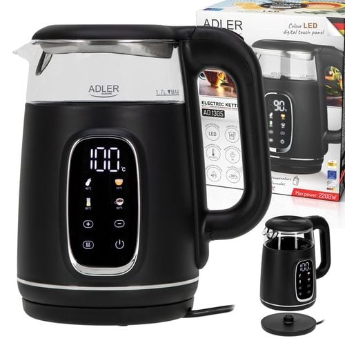 Czajnik Elektryczny Szklany Do Kuchni LED Podtrzymywanie Ciepła 1,7L na Arena.pl
