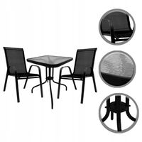 ZESTAW MEBLI OGRODOWYCH BALKON TARAS STÓŁ 60x60+ 2x KRZESŁA BERGAMO 6060 MI