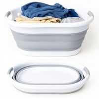 Kosz na pranie składany silikonowy szary 24L wąski YOKA HOME