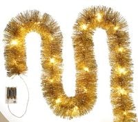 Łańcuch LED choinkowy złoty na baterie świąteczny NA CHOINKĘ 6 metrów